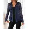 image:imageSOLY HUX Womens Lace Sheer Button Down Blouse Long Sleeve Collared Shirts Old Money OutfitsDark Blue
