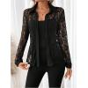 image:imageSOLY HUX Womens Lace Sheer Button Down Blouse Long Sleeve Collared Shirts Old Money OutfitsPure Black