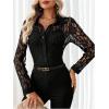 image:imageSOLY HUX Womens Lace Sheer Button Down Blouse Long Sleeve Collared Shirts Old Money OutfitsPure Black