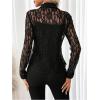 image:imageSOLY HUX Womens Lace Sheer Button Down Blouse Long Sleeve Collared Shirts Old Money OutfitsPure Black