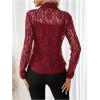 image:imageSOLY HUX Womens Lace Sheer Button Down Blouse Long Sleeve Collared Shirts Old Money OutfitsPure Burgundy