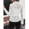 image:imageSOLY HUX Womens Lace Sheer Button Down Blouse Long Sleeve Collared Shirts Old Money OutfitsPure White