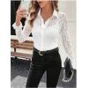 image:imageSOLY HUX Womens Lace Sheer Button Down Blouse Long Sleeve Collared Shirts Old Money OutfitsPure White