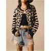 image:imageSOLY HUX Womens Leopard Cardigan Sweater Y2k Striped Button Down Long Sleeve Crewneck Colorblock Trendy TopsBlack Leopard