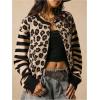 image:imageSOLY HUX Womens Leopard Cardigan Sweater Y2k Striped Button Down Long Sleeve Crewneck Colorblock Trendy TopsBlack Leopard