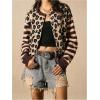 image:imageSOLY HUX Womens Leopard Cardigan Sweater Y2k Striped Button Down Long Sleeve Crewneck Colorblock Trendy TopsCoffee Brown Leopard