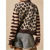 image:imageSOLY HUX Womens Leopard Cardigan Sweater Y2k Striped Button Down Long Sleeve Crewneck Colorblock Trendy TopsCoffee Brown Leopard