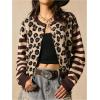 image:imageSOLY HUX Womens Leopard Cardigan Sweater Y2k Striped Button Down Long Sleeve Crewneck Colorblock Trendy TopsCoffee Brown Leopard