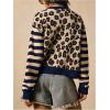 image:imageSOLY HUX Womens Leopard Cardigan Sweater Y2k Striped Button Down Long Sleeve Crewneck Colorblock Trendy TopsDark Blue Leopard