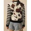 image:imageSOLY HUX Womens Leopard Cardigan Sweater Y2k Striped Button Down Long Sleeve Crewneck Colorblock Trendy TopsMulticolor Cow