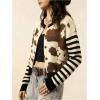 image:imageSOLY HUX Womens Leopard Cardigan Sweater Y2k Striped Button Down Long Sleeve Crewneck Colorblock Trendy TopsMulticolor Cow