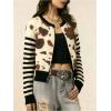 image:imageSOLY HUX Womens Leopard Cardigan Sweater Y2k Striped Button Down Long Sleeve Crewneck Colorblock Trendy TopsMulticolor Cow