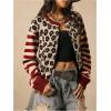image:imageSOLY HUX Womens Leopard Cardigan Sweater Y2k Striped Button Down Long Sleeve Crewneck Colorblock Trendy TopsMulticoloured Leopard