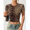 image:imageSOLY HUX Womens Leopard Print Crop TShirt Short Sleeve Tight Fitted Y2k Tee TopsBrown Leopard