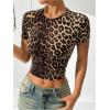image:imageSOLY HUX Womens Leopard Print Crop TShirt Short Sleeve Tight Fitted Y2k Tee TopsBrown Leopard