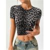 image:imageSOLY HUX Womens Leopard Print Crop TShirt Short Sleeve Tight Fitted Y2k Tee TopsGrey Leopard