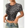 image:imageSOLY HUX Womens Leopard Print Crop TShirt Short Sleeve Tight Fitted Y2k Tee TopsGrey Leopard
