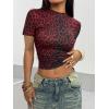 image:imageSOLY HUX Womens Leopard Print Crop TShirt Short Sleeve Tight Fitted Y2k Tee TopsRed Leopard