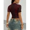image:imageSOLY HUX Womens Leopard Print Crop TShirt Short Sleeve Tight Fitted Y2k Tee TopsRed Leopard