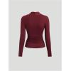 image:imageSOLY HUX Womens Long Sleeve Metal Decor Button Trendy Going Out Top Sweetheart Neck Slim Elegant T Shirts ChristmasPure Burgundy