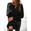image:imageSOLY HUX Womens Long Sleeve Rhinestone Tops Crew Neck Casual T Shirt Spring Fall ClothesPure Black