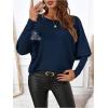 image:imageSOLY HUX Womens Long Sleeve Rhinestone Tops Crew Neck Casual T Shirt Spring Fall ClothesPure Blue