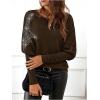 image:imageSOLY HUX Womens Long Sleeve Rhinestone Tops Crew Neck Casual T Shirt Spring Fall ClothesPure Brown