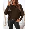 image:imageSOLY HUX Womens Long Sleeve Rhinestone Tops Crew Neck Casual T Shirt Spring Fall ClothesPure Brown