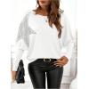 image:imageSOLY HUX Womens Long Sleeve Rhinestone Tops Crew Neck Casual T Shirt Spring Fall ClothesPure White