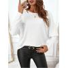 image:imageSOLY HUX Womens Long Sleeve Rhinestone Tops Crew Neck Casual T Shirt Spring Fall ClothesPure White