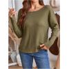 image:imageSOLY HUX Womens Long Sleeve Shirts Lace Open Back TShirt Casual Textured Waffle Knit Tee TopsArmy Green
