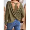 image:imageSOLY HUX Womens Long Sleeve Shirts Lace Open Back TShirt Casual Textured Waffle Knit Tee TopsArmy Green
