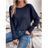 image:imageSOLY HUX Womens Long Sleeve Shirts Lace Open Back TShirt Casual Textured Waffle Knit Tee TopsDark Blue