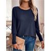 image:imageSOLY HUX Womens Long Sleeve Shirts Lace Open Back TShirt Casual Textured Waffle Knit Tee TopsDark Blue