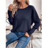 image:imageSOLY HUX Womens Long Sleeve Shirts Lace Open Back TShirt Casual Textured Waffle Knit Tee TopsDark Blue