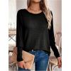 image:imageSOLY HUX Womens Long Sleeve Shirts Lace Open Back TShirt Casual Textured Waffle Knit Tee TopsSolid Black