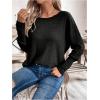 image:imageSOLY HUX Womens Long Sleeve Shirts Lace Open Back TShirt Casual Textured Waffle Knit Tee TopsSolid Black