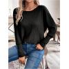 image:imageSOLY HUX Womens Long Sleeve Shirts Lace Open Back TShirt Casual Textured Waffle Knit Tee TopsSolid Black