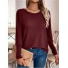 image:imageSOLY HUX Womens Long Sleeve Shirts Lace Open Back TShirt Casual Textured Waffle Knit Tee TopsSolid Burgundy