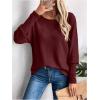 image:imageSOLY HUX Womens Long Sleeve Shirts Lace Open Back TShirt Casual Textured Waffle Knit Tee TopsSolid Burgundy