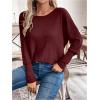 image:imageSOLY HUX Womens Long Sleeve Shirts Lace Open Back TShirt Casual Textured Waffle Knit Tee TopsSolid Burgundy