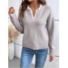 image:imageSOLY HUX Womens Long Sleeve Sweater Lace Trim Notched V Neck Knit Pullover Tops Casual Trendy SweatersPlain Coffee Brown