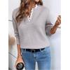 image:imageSOLY HUX Womens Long Sleeve Sweater Lace Trim Notched V Neck Knit Pullover Tops Casual Trendy SweatersPlain Coffee Brown