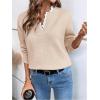 image:imageSOLY HUX Womens Long Sleeve Sweater Lace Trim Notched V Neck Knit Pullover Tops Casual Trendy SweatersPure Apricot