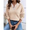 image:imageSOLY HUX Womens Long Sleeve Sweater Lace Trim Notched V Neck Knit Pullover Tops Casual Trendy SweatersPure Apricot