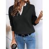 image:imageSOLY HUX Womens Long Sleeve Sweater Lace Trim Notched V Neck Knit Pullover Tops Casual Trendy SweatersPure Black