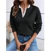 image:imageSOLY HUX Womens Long Sleeve Sweater Lace Trim Notched V Neck Knit Pullover Tops Casual Trendy SweatersPure Black