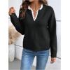 image:imageSOLY HUX Womens Long Sleeve Sweater Lace Trim Notched V Neck Knit Pullover Tops Casual Trendy SweatersPure Black