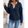 image:imageSOLY HUX Womens Long Sleeve Sweater Lace Trim Notched V Neck Knit Pullover Tops Casual Trendy SweatersPure Blue