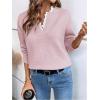 image:imageSOLY HUX Womens Long Sleeve Sweater Lace Trim Notched V Neck Knit Pullover Tops Casual Trendy SweatersPure Pink